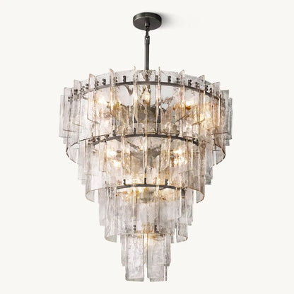 Lattice Module Glass Tiered Round Chandelier 47"