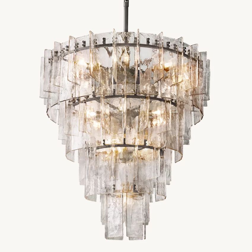 Lattice Module Glass Tiered Round Chandelier 47"