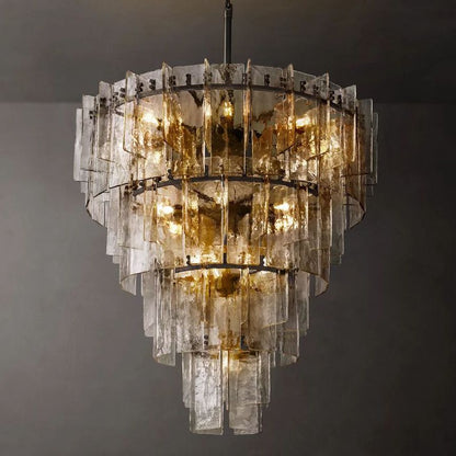 Lattice Module Glass Tiered Round Chandelier 47"
