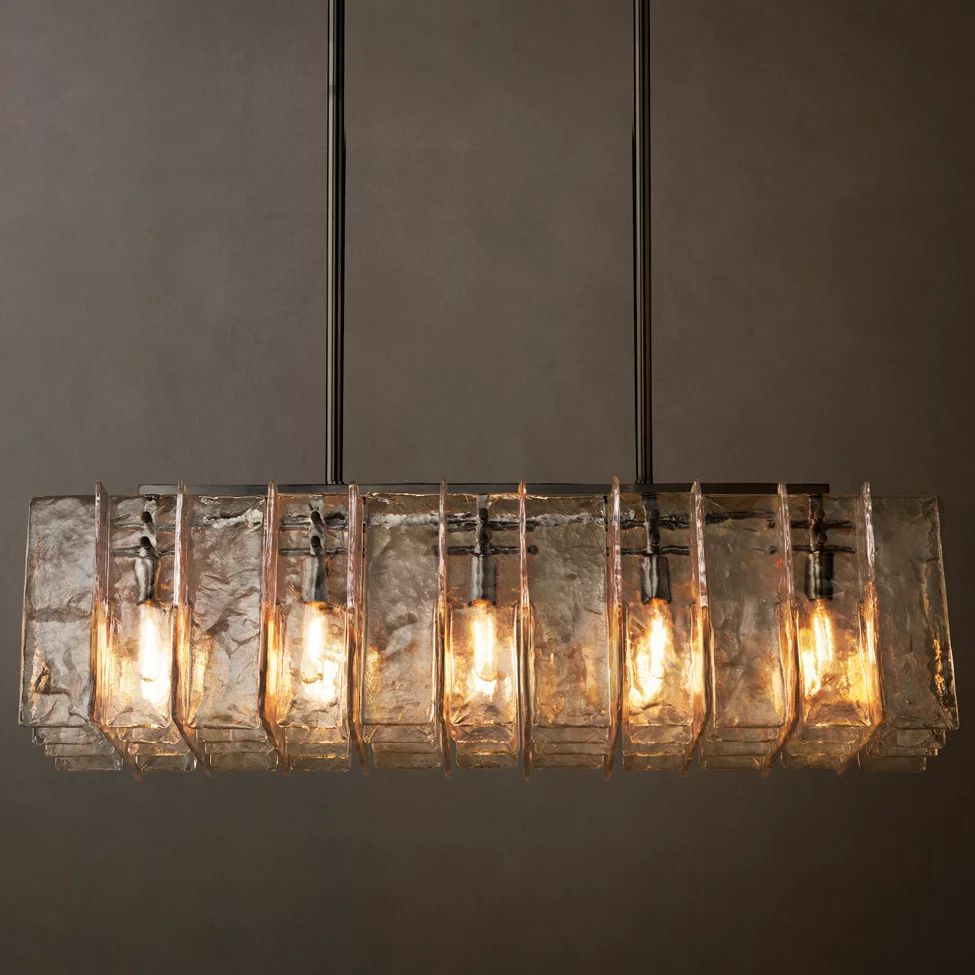 Lattice Module Glass Rectangular Chandelier 49"