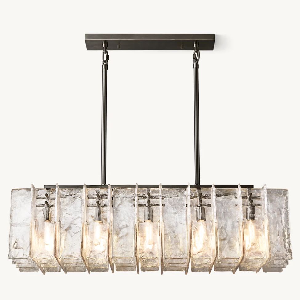 Lattice Module Glass Rectangular Chandelier 49"