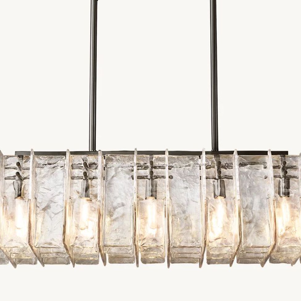 Lattice Module Glass Rectangular Chandelier 49"