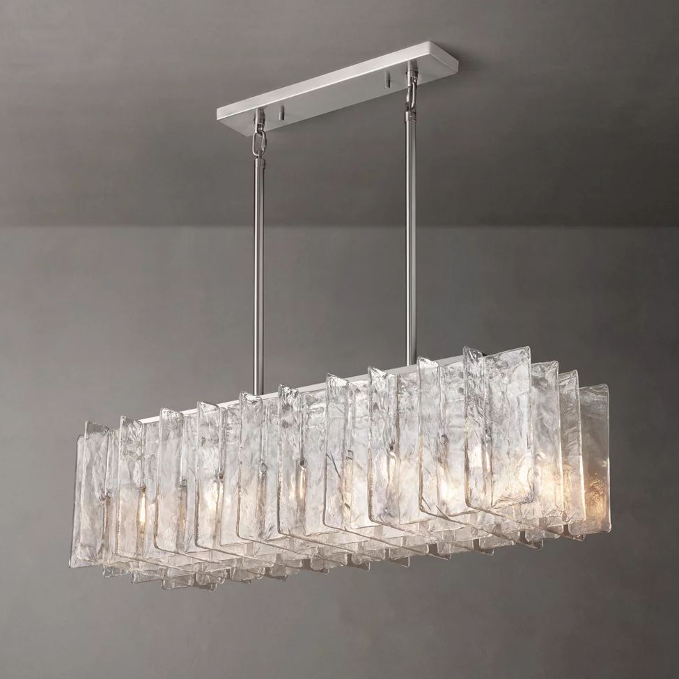 Lattice Module Glass Rectangular Chandelier 67"