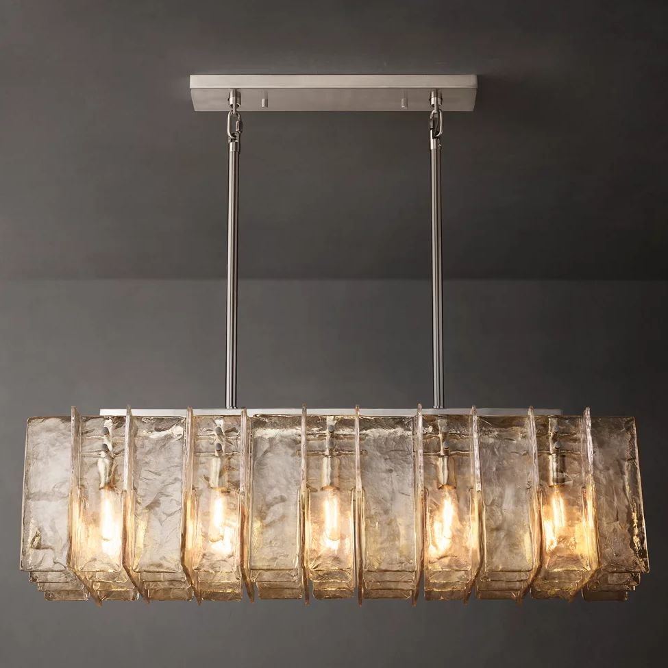 Lattice Module Glass Rectangular Chandelier 49"