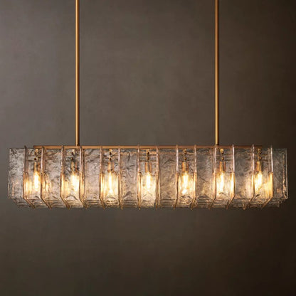 Lattice Module Glass Rectangular Chandelier 67"