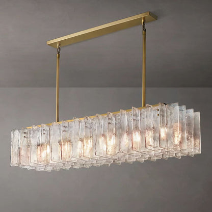 Lattice Module Glass Rectangular Chandelier 67"