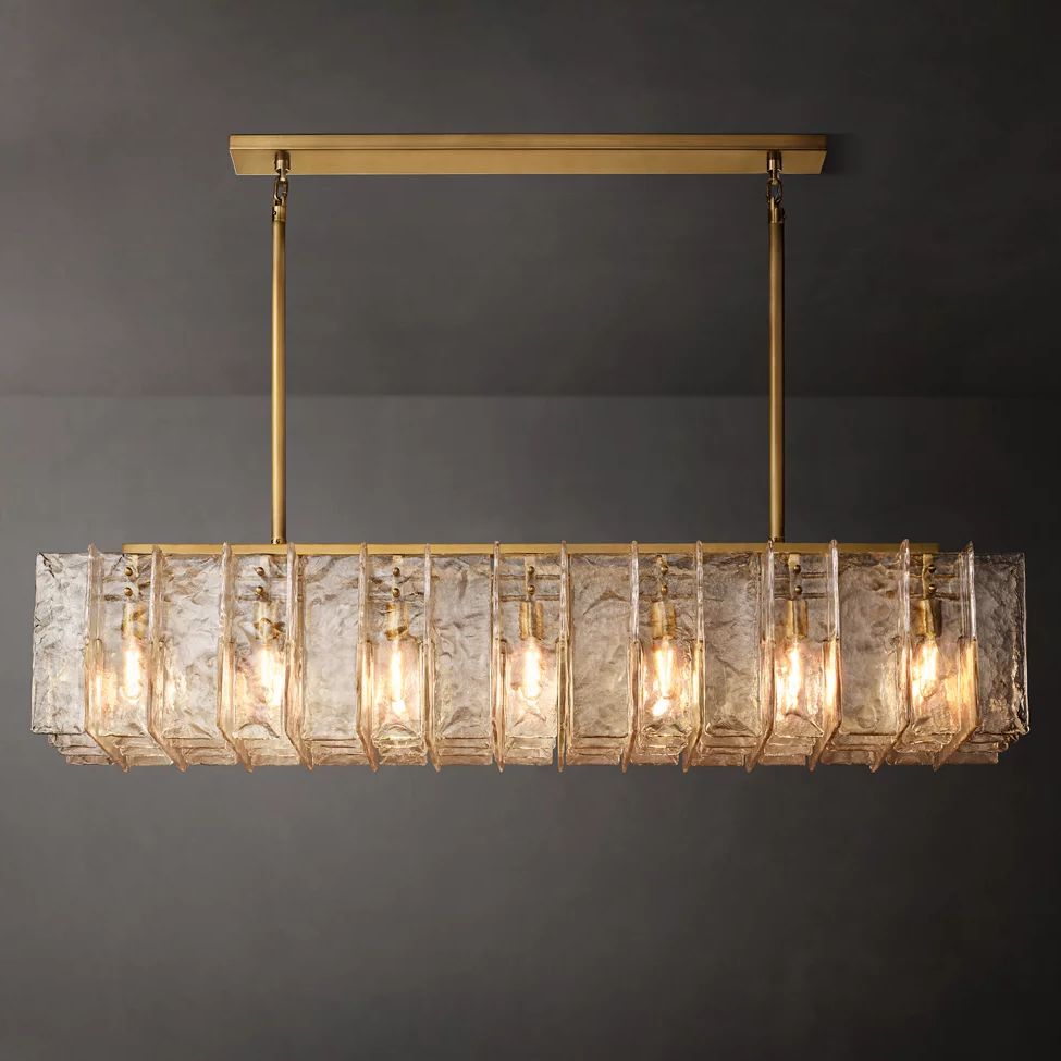 Lattice Module Glass Rectangular Chandelier 67"