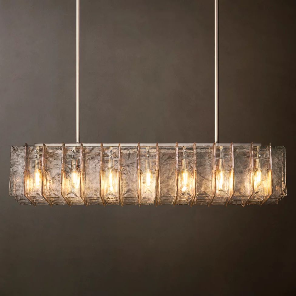 Lattice Module Glass Rectangular Chandelier 67"