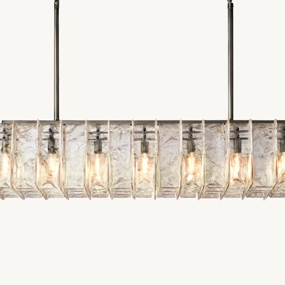 Lattice Module Glass Rectangular Chandelier 67"