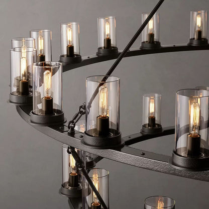 Ondra Flare Burnt Two-Tier Round Chandelier 48"