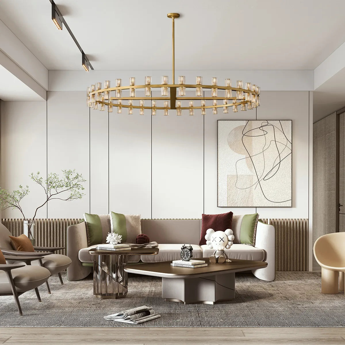 Arcachon Hexagon Crystal Round Chandelier 60"