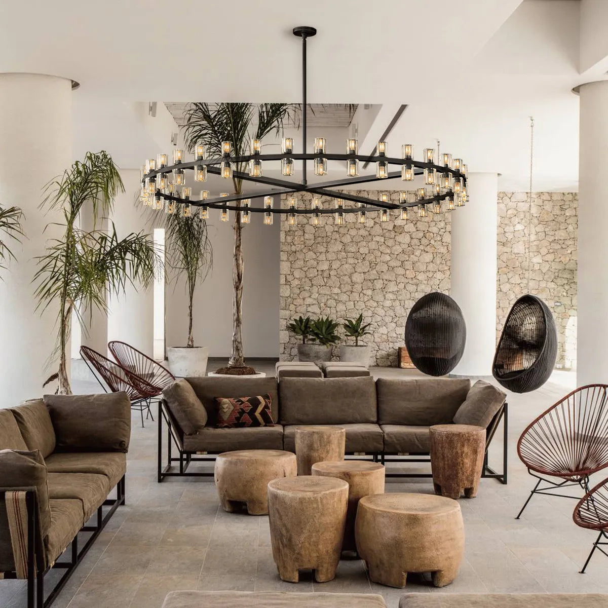 Arcachon Hexagon Crystal Round Chandelier 60"