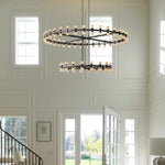 Arcachon Gear Crystal Two-Tier Round Chandelier 60"