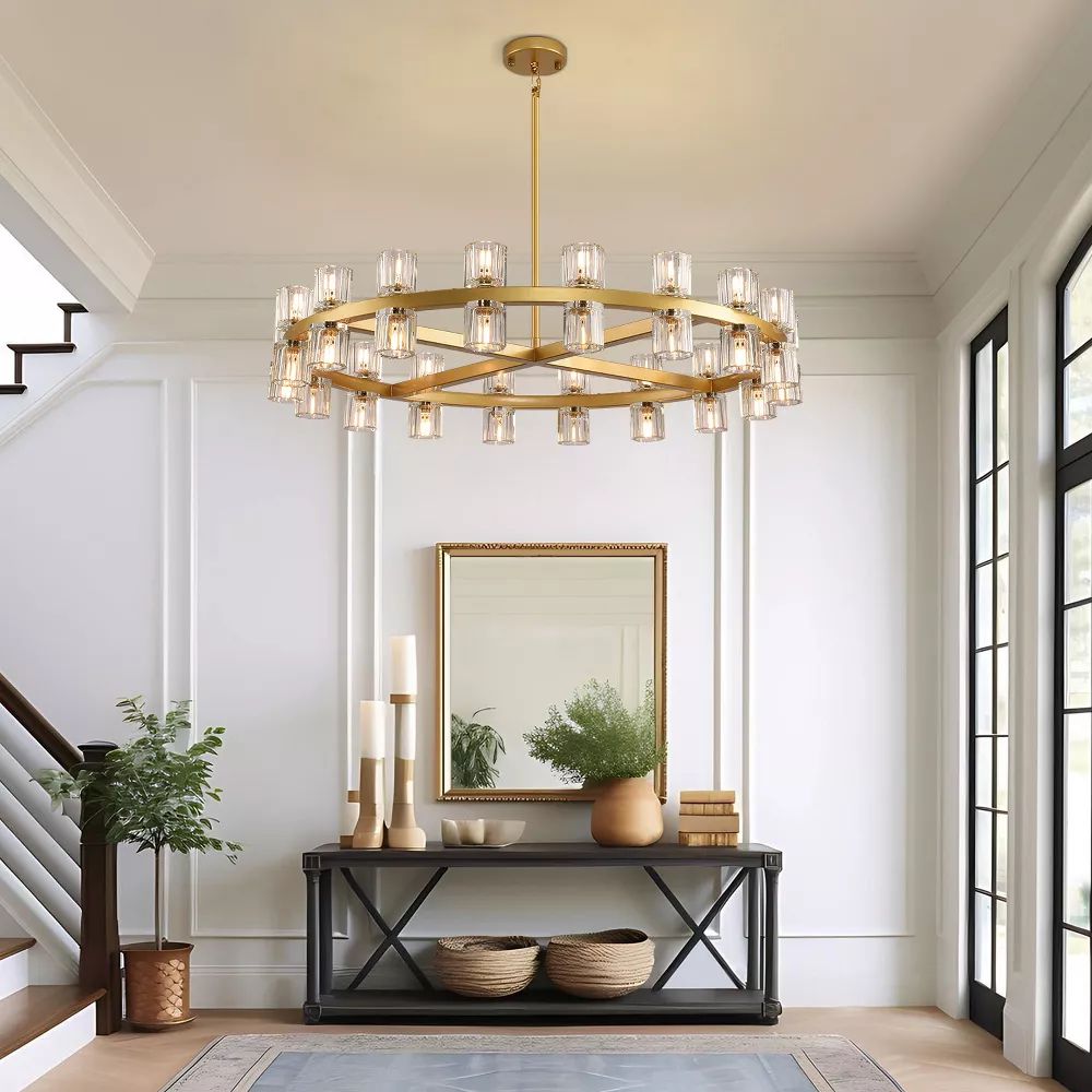 Arcachon Hexagon Crystal Round Chandelier 36"