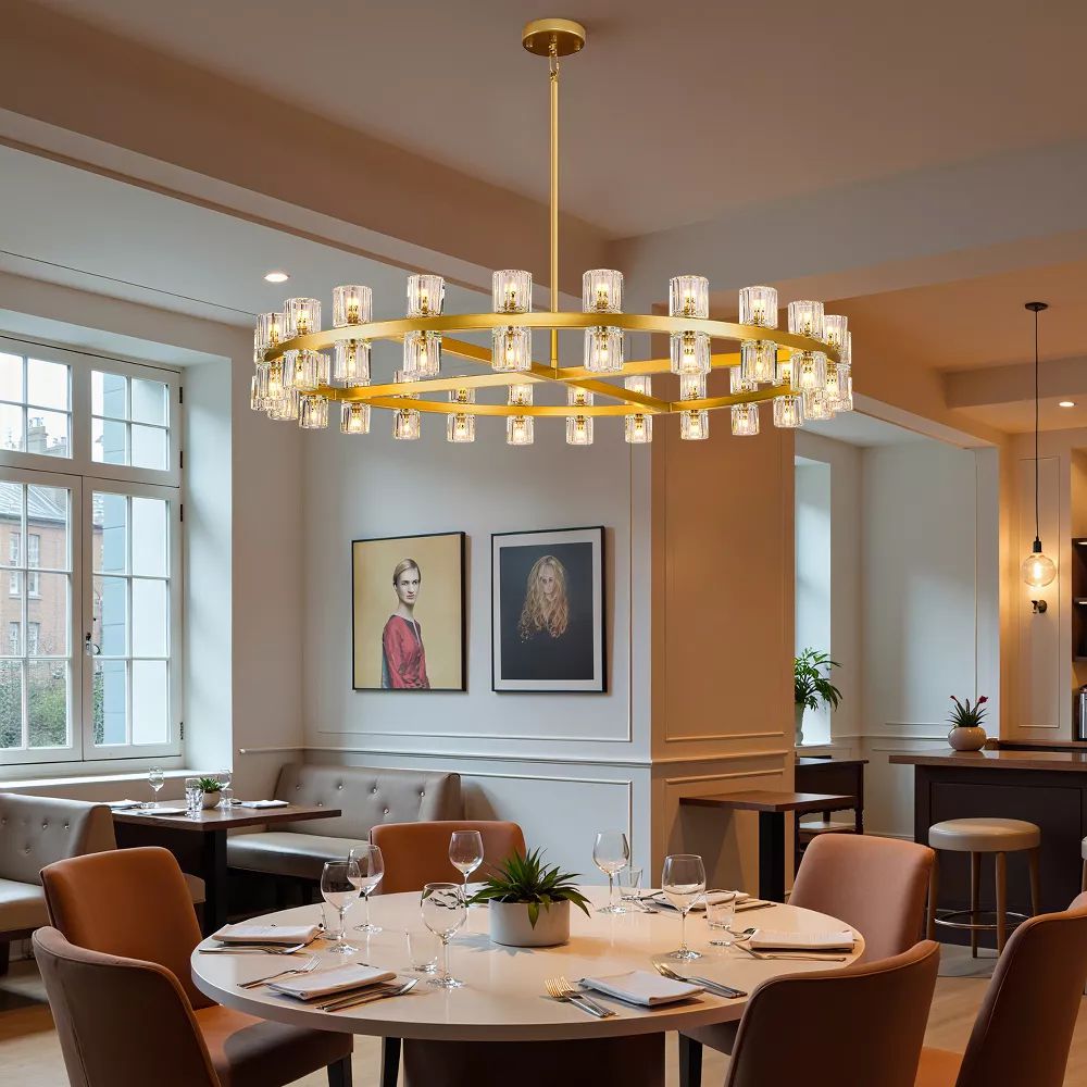 Arcachon Hexagon Crystal Round Chandelier 48"