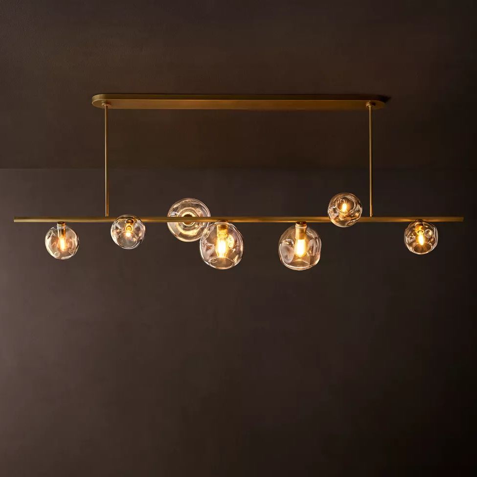 Bubble Ripple Sphere Linear Chandelier 78"