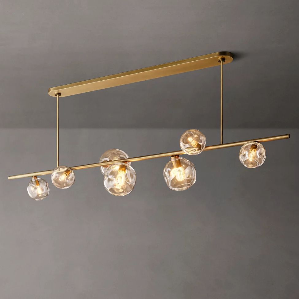 Bubble Ripple Sphere Linear Chandelier 78"