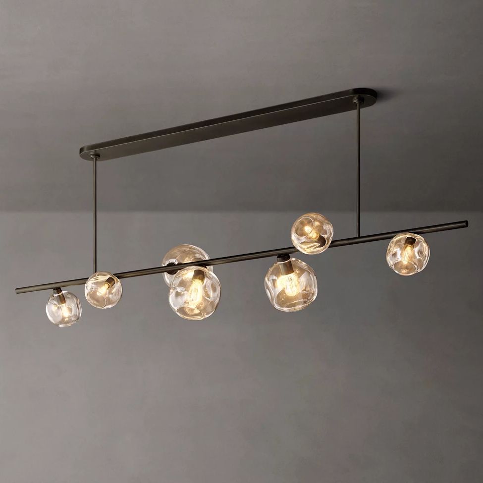 Bubble Ripple Sphere Linear Chandelier 78"