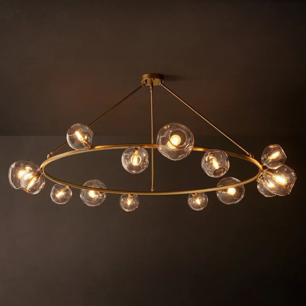 Bubble Ripple Sphere Round Chandelier 84"