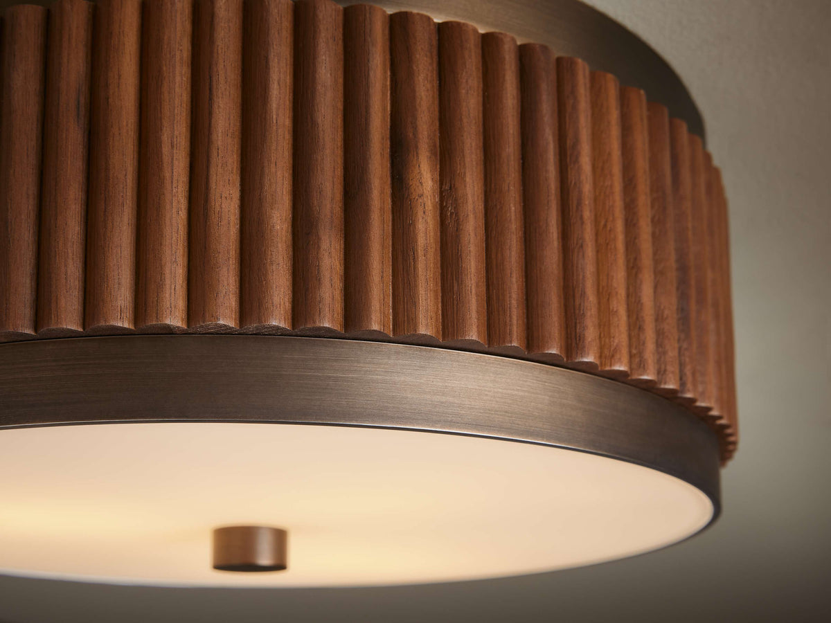 Decan Fluted Walnut Flush Mount