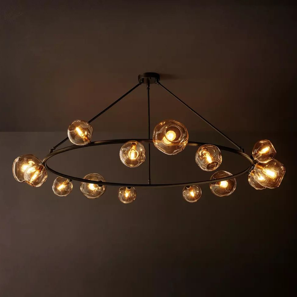 Bubble Ripple Sphere Round Chandelier 84"