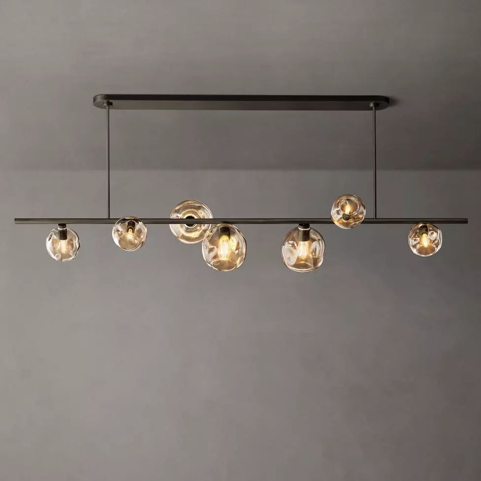 Bubble Ripple Sphere Linear Chandelier 78"
