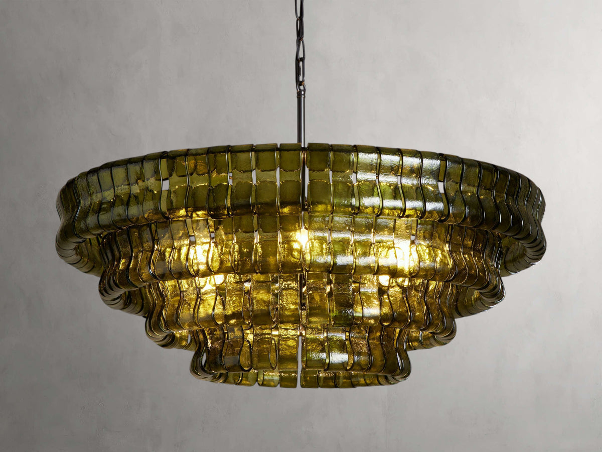 Ghiaccio Handcrafted Glass Round Chandelier