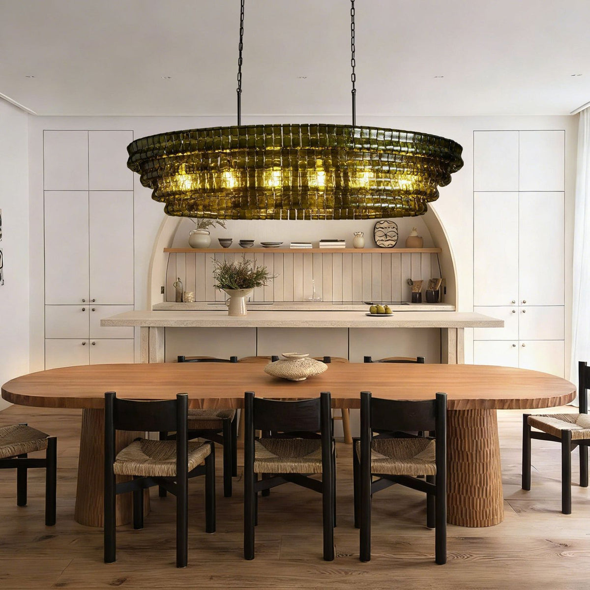 Ghiaccio Handcrafted Glass Oval Chandelier