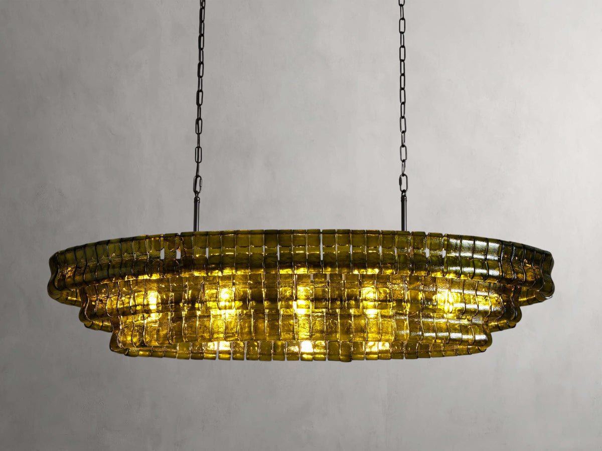 Ghiaccio Handcrafted Glass Oval Chandelier