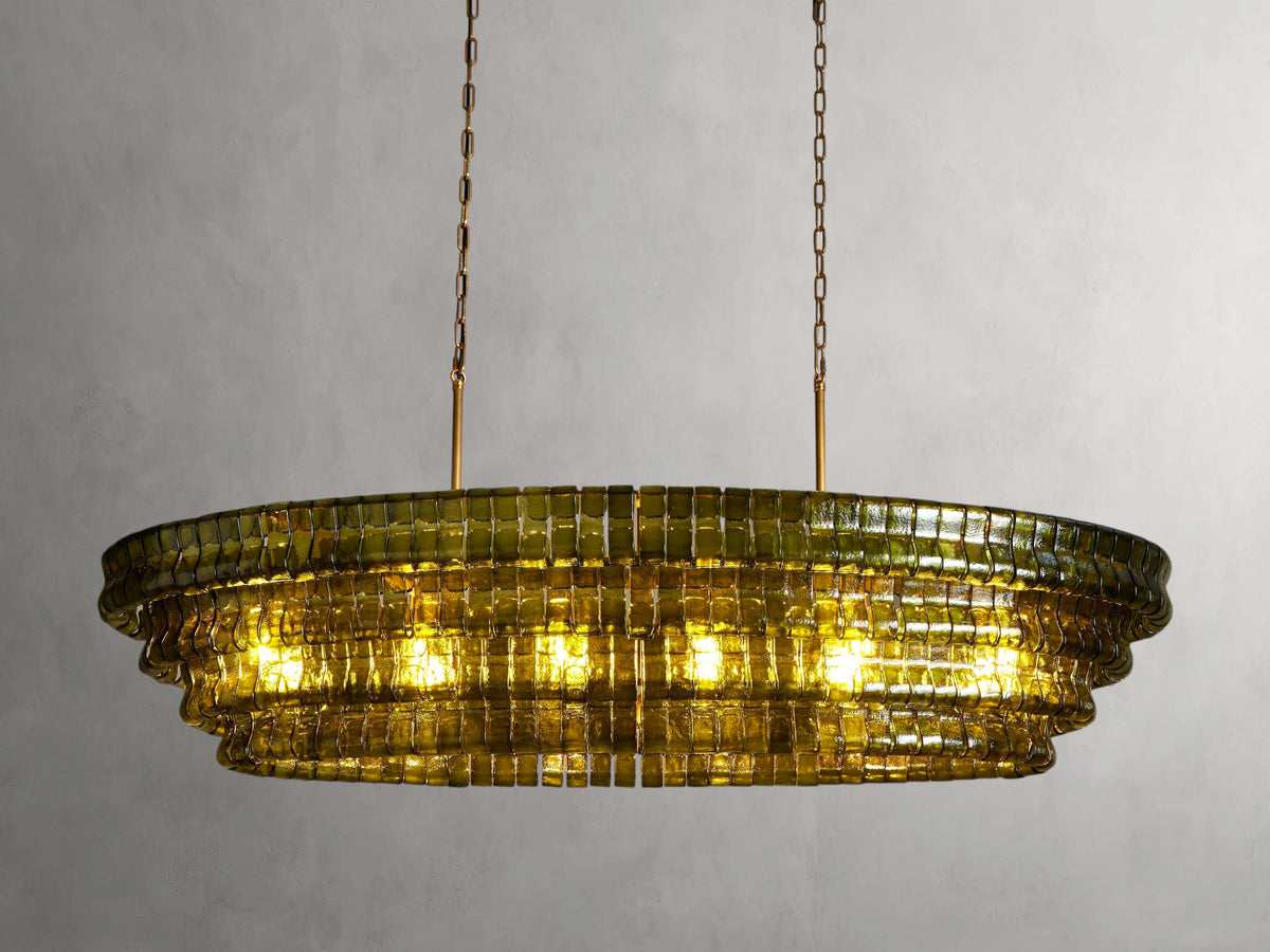 Ghiaccio Handcrafted Glass Oval Chandelier