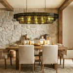 Ghiaccio Textured Glass Oval Chandelier