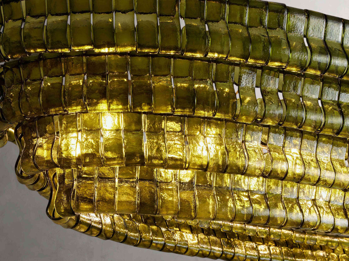 Ghiaccio Textured Glass Oval Chandelier
