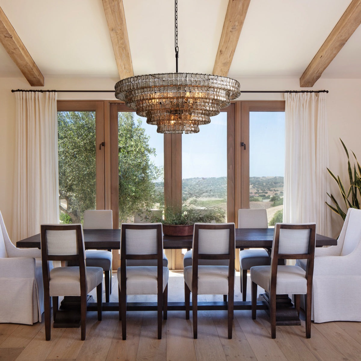 Ghiaccio Textured Glass Round Chandelier