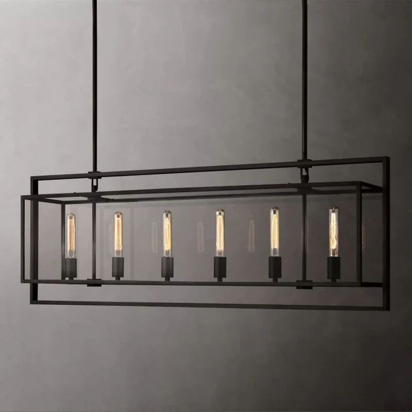 Beckman Framed Glass Rectangular Chandelier 54"