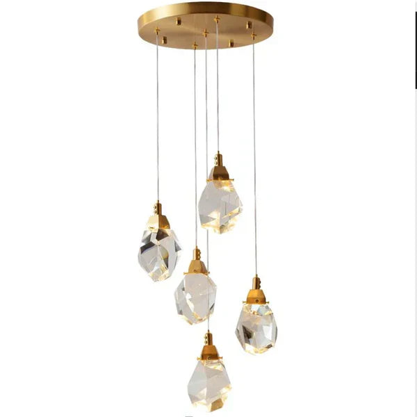 Angle Faceted Crystal Multi-Lights Round Chandelier