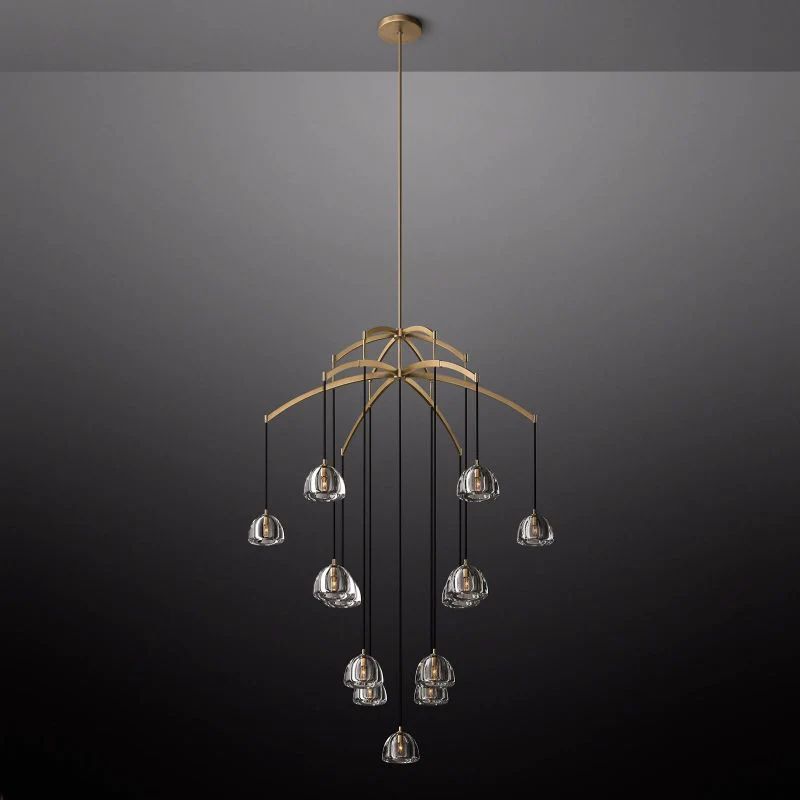 Hemisphere Delicate Crystal Round Chandelier 60"