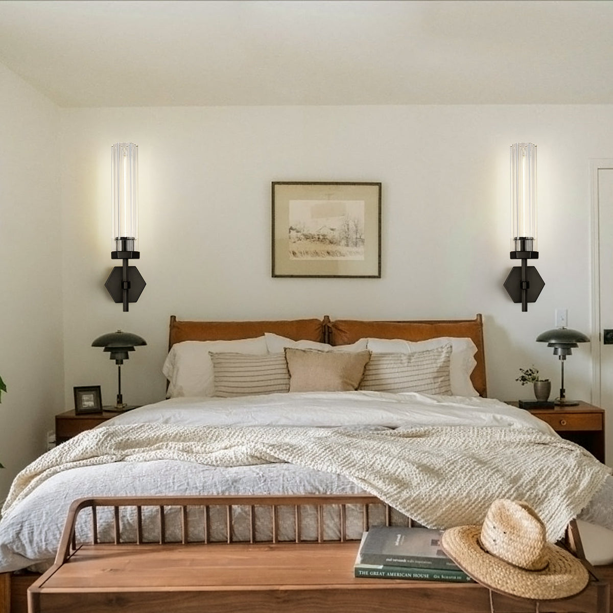 Lambert Hexagonal Glass Double Wall Sconce