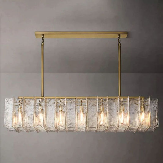 Lattice Module Glass Rectangular Chandelier 67"