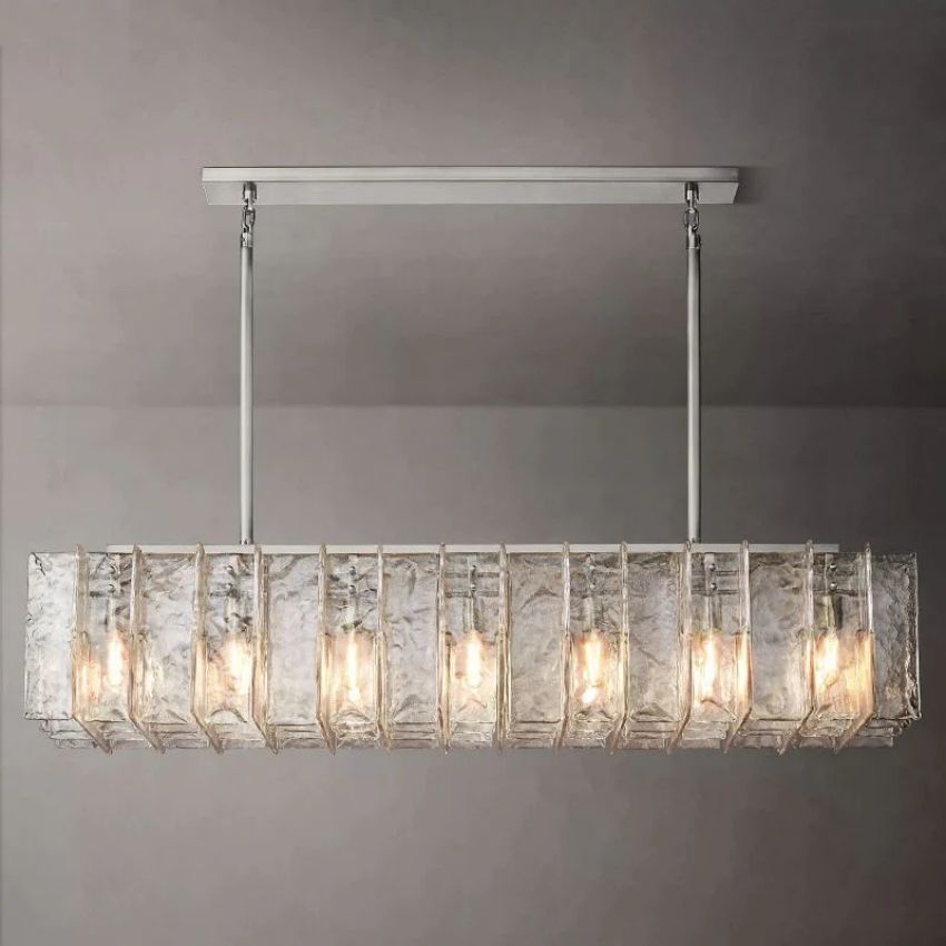 Lattice Module Glass Rectangular Chandelier 67"