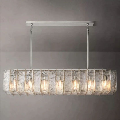 Lattice Module Glass Rectangular Chandelier 67"