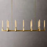 Cannele Ribbed Glass Linear Chandelier 67"