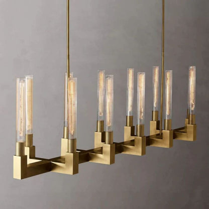 Cannele Ribbed Glass Linear Chandelier 67"