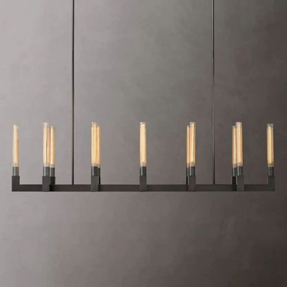 Cannele Ribbed Glass Linear Chandelier 67"