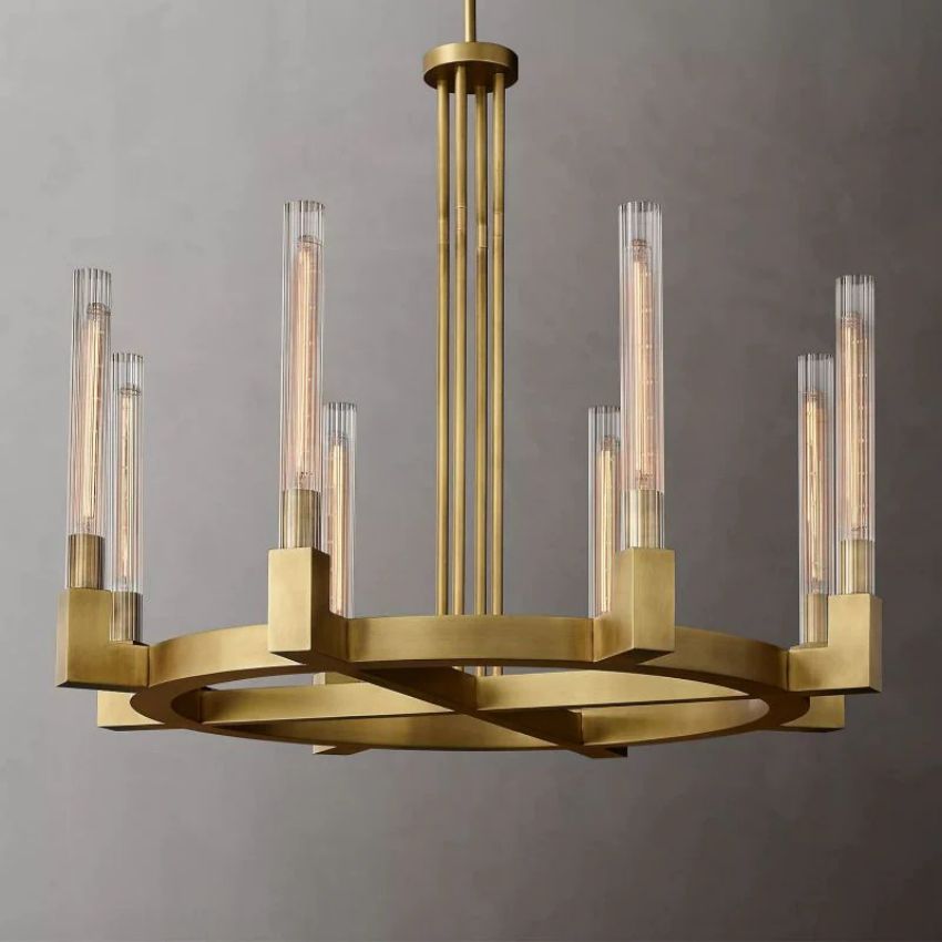 Cannele Ribbed Glass Round Chandelier 36"