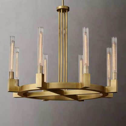 Cannele Ribbed Glass Round Chandelier 36"