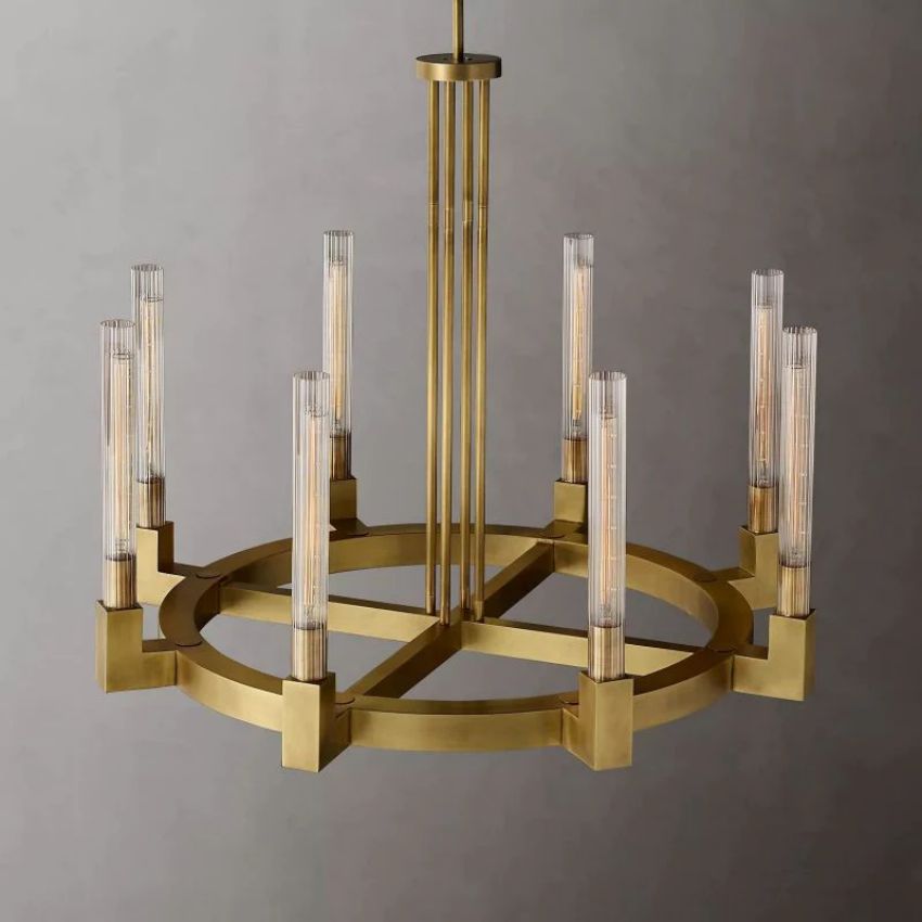 Cannele Ribbed Glass Round Chandelier 36"