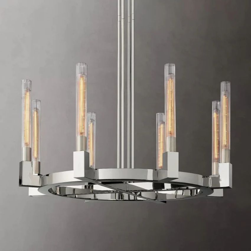 Cannele Ribbed Glass Round Chandelier 36"