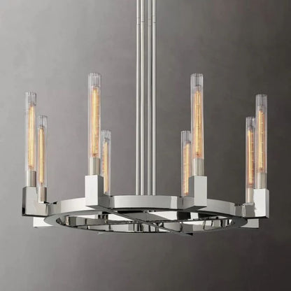 Cannele Ribbed Glass Round Chandelier 36"