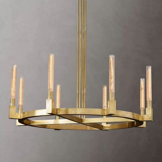 Cannele Ribbed Glass Round Chandelier 48"