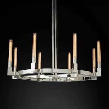 Cannele Ribbed Glass Round Chandelier 48"